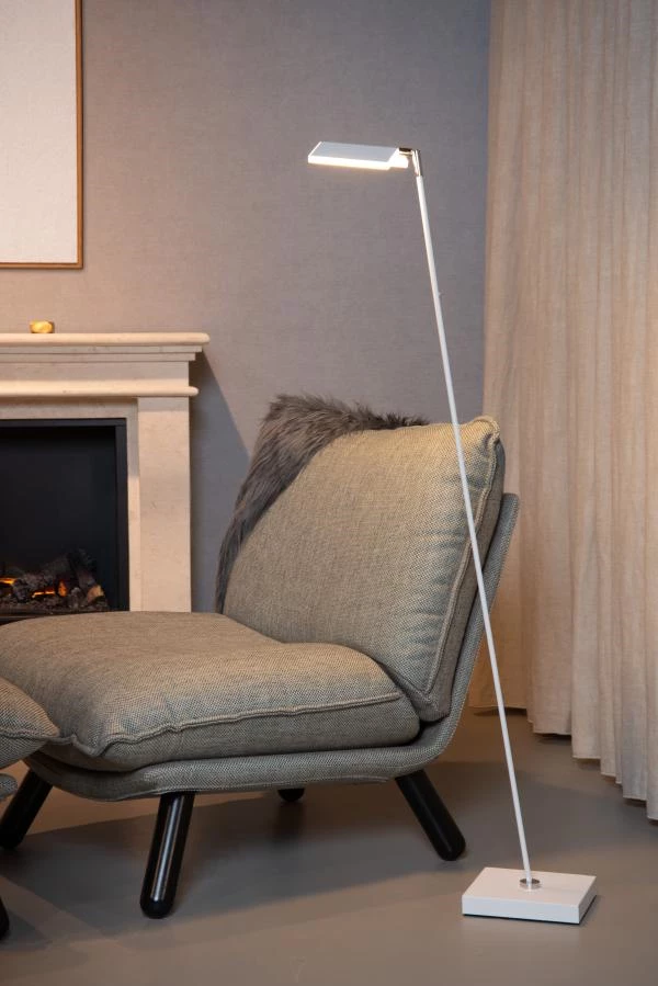 Lucide AARON - Floor reading lamp - LED Dim. - CCT - 1x12W 2700K/4000K - White - atmosphere 1